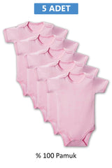 Pembe Yarım Kol Body Zıbın 2-7 YAŞ Çocuklar İçin (5 ADET) Alttan Çıtçıtlı Özel Gereksinimli