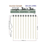 8 Fonksiyonlu Uzaktan Kumandalı Peri Perde Led - 3x3 Metre Günışığı