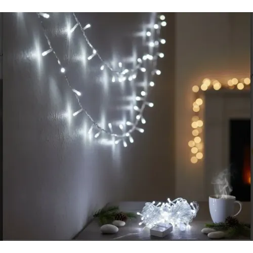 10m 100 Led Damla Uçlu Beyaz Işık Şeffaf Kablo MZ-17-1