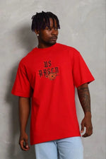 Men's Printed Short Sleeve Crew Neck Regular Fit Relaxed Fit Casual T-Shirt - Red