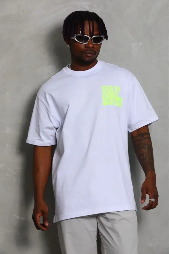 Men's Printed T-Shirt Short Sleeve Crew Neck Regular Fit Relaxed Fit Casual T-Shirt - White