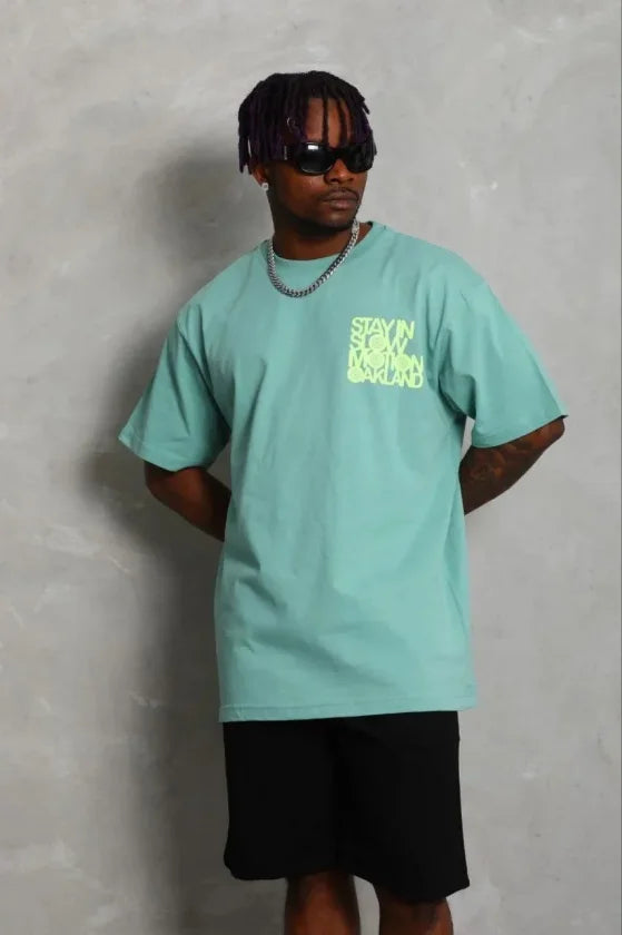 Men's Printed Short Sleeve Crew Neck Regular Fit Relaxed Fit Casual T-Shirt - Mint Green