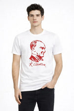 Men's Atatürk Print Short Sleeve Crew Neck T-Shirt - White