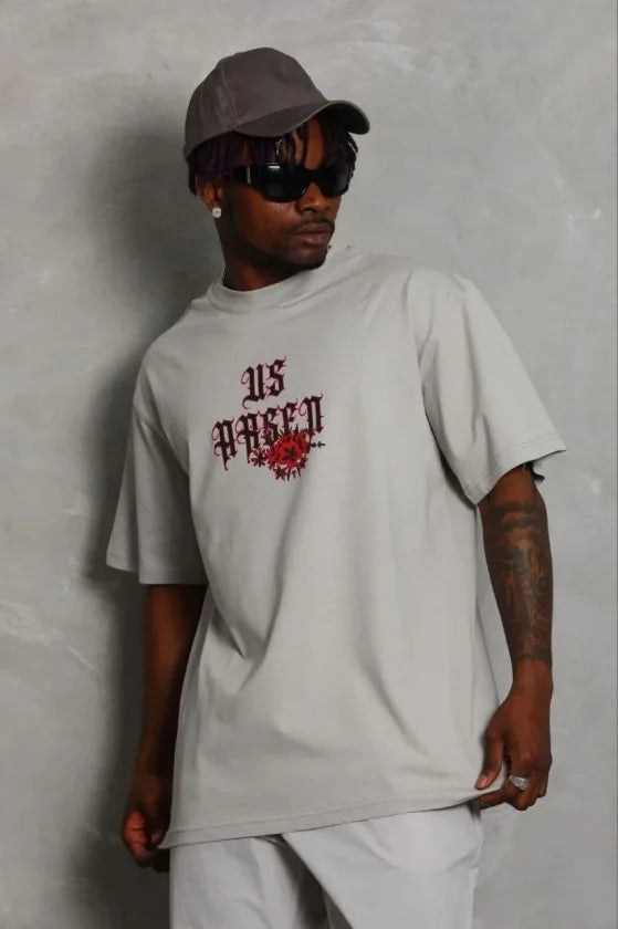 Men's Printed T-Shirt Short Sleeve Crew Neck Regular Fit Relaxed Fit Casual T-Shirt - Grey