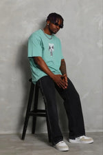 Men's Printed Short Sleeve Crew Neck Regular Fit Relaxed Fit Casual T-Shirt - Mint Green