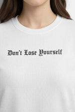 Wafıl Kumaş Tişört Regular Kalıp Bisiklet Yaka Baskılı Günlük Basic T-Shirt - Beyaz