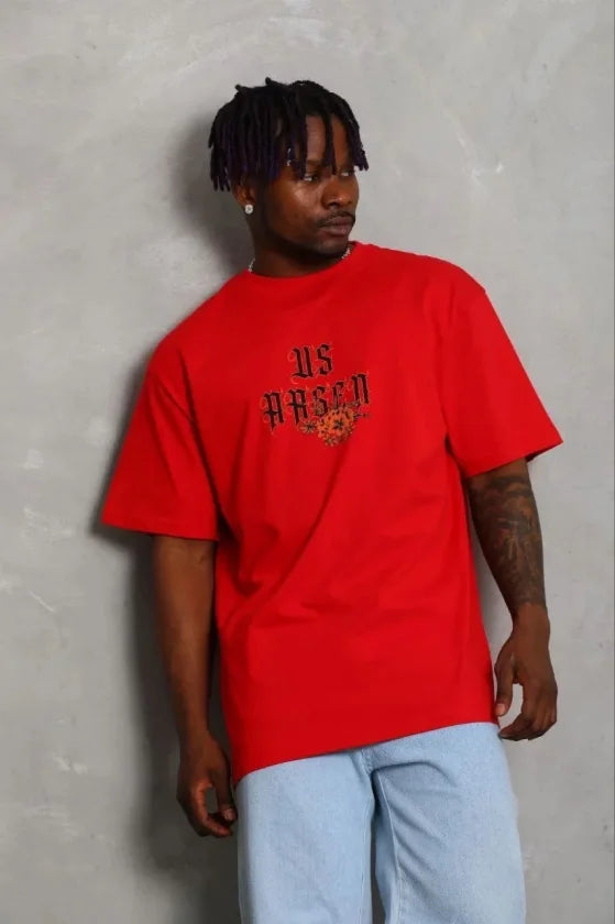 Men's Printed Short Sleeve Crew Neck Regular Fit Relaxed Fit Casual T-Shirt - Red