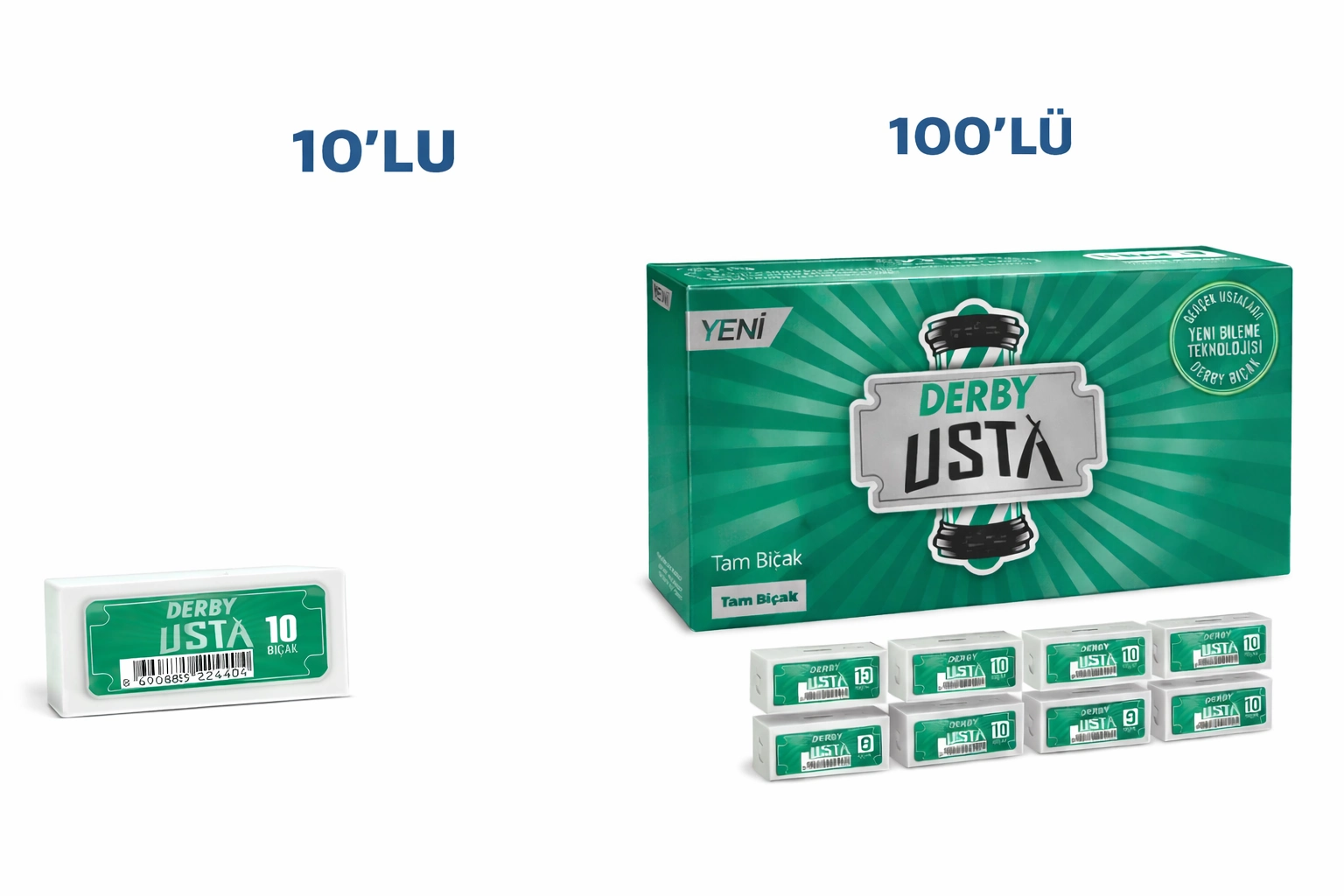 Derby Usta Çift Taraflı Jilet Tam Bıçak Berber Jileti 10LU 1 PAKET