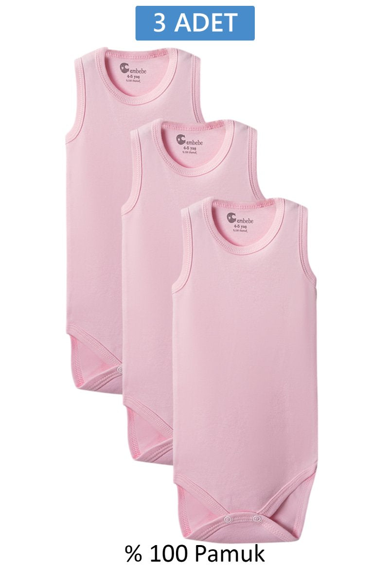 Pembe Askılı Body Zıbın 2-7 YAŞ Çocuklar İçin (3 ADET) Alttan Çıtçıtlı Özel Gereksinimli