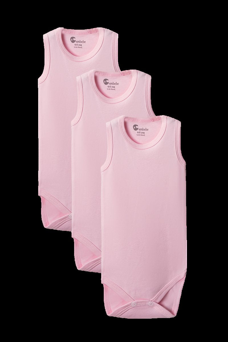 Pembe Askılı Body Zıbın 2-7 YAŞ Çocuklar İçin (3 ADET) Alttan Çıtçıtlı Özel Gereksinimli