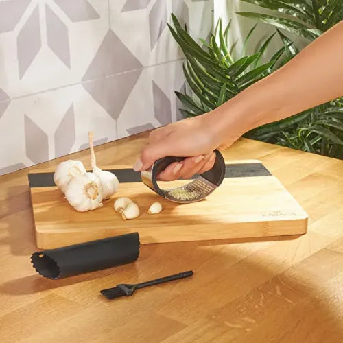 Paslanmaz Çelik Ergonomik Sarımsak Ezici Pres ve Doğrayıcı