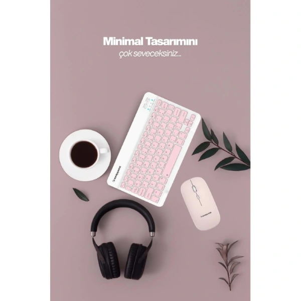 Pembe Kablosuz Klavye Ve Mouse Seti