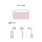 Pembe Kablosuz Klavye Ve Mouse Seti