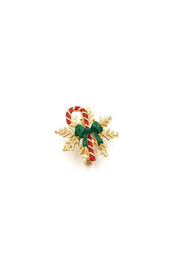 Yılbaşı Noel Şekeri Broş - Altın