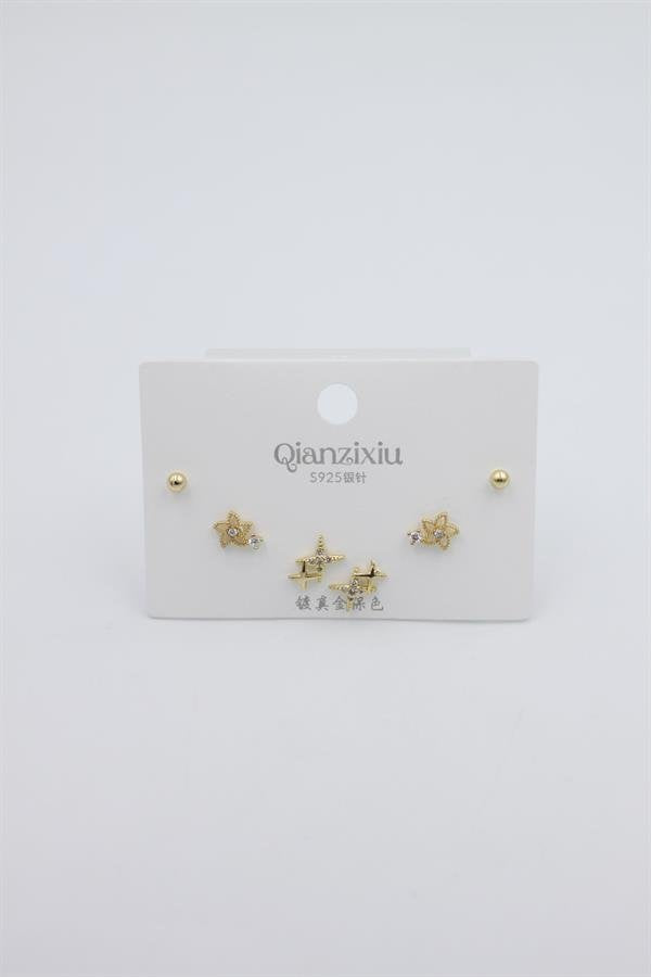 Çoklu Set Küpe - Altın