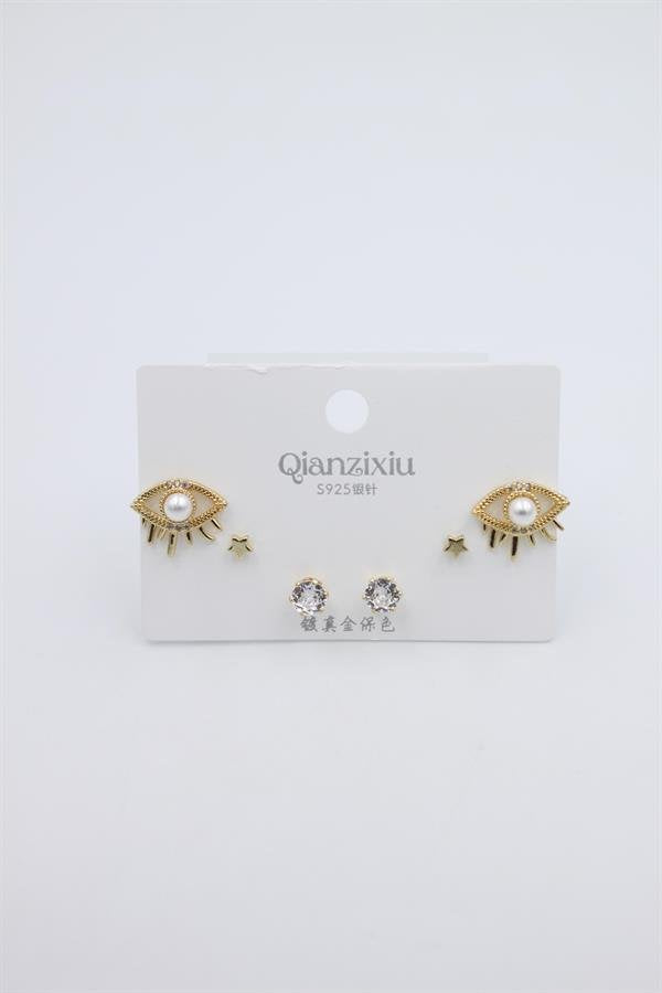 Çoklu Set Küpe - Altın