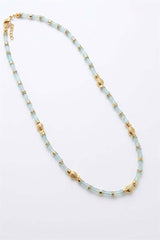 Kesme Taşlı Kolye - Açık Mavi