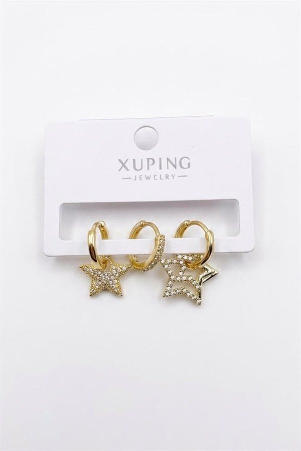 3'lü Xuping Küpe - Altın