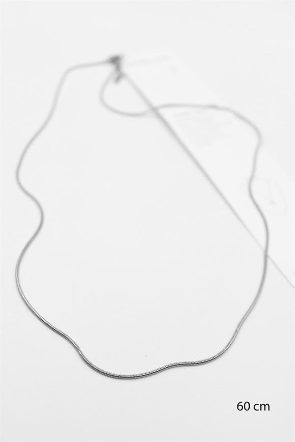 Yılan Zincir Kolye - 60cm - Gümüş