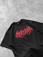 Kadın Kısa Kol Yazlık Tişört Bisiklet Yaka Baskılı Oversize T-Shirt -  Siyah