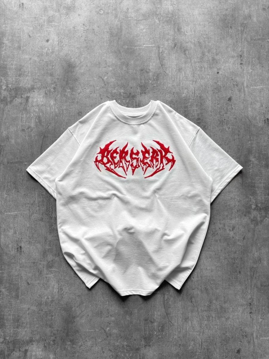 Kadın Kısa Kol Yazlık Tişört Bisiklet Yaka Baskılı Oversize T-Shirt - Beyaz