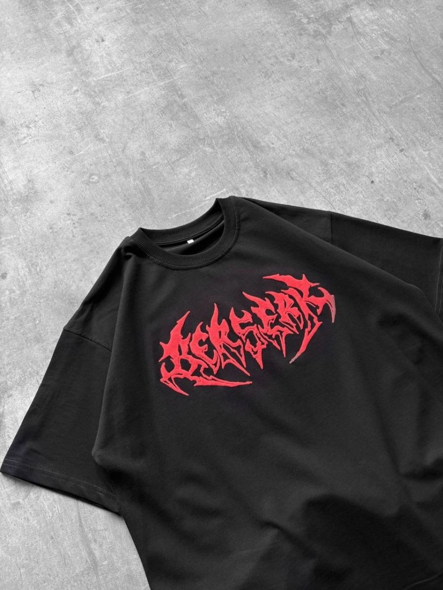 Erkek Kısa Kol Yazlık Tişört Bisiklet Yaka Baskılı Oversize T-Shirt - Siyah