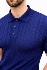 Erkek Yazlık Triko Tişört Kısa Kol Polo Yaka Düğmeli T-Shirt - Lacivert