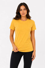 Kadın Basic Bisiklet Yaka Yazlık Slim fit T-Shirt - Mavi & Hardal Sarısı