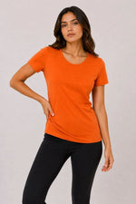Kadın 3’lü Kısa Kollu Bisiklet Yaka Basic Slim Fit T-Shirt - Kırmızı - Turuncu - Bej