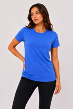 Kadın 3’lü Kısa Kollu Bisiklet Yaka Basic Slim Fit T-Shirt - Kırmızı - Mavi - Turuncu