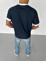 ERKEK Bisiklet Yaka Baskılı Kısa kol Oversize T-Shirt - Siyah