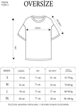 Kadın Baskılı T-Shirt Kısa Kol Bisiklet Yaka Oversize Rahat Kalıp Tişört - Siyah