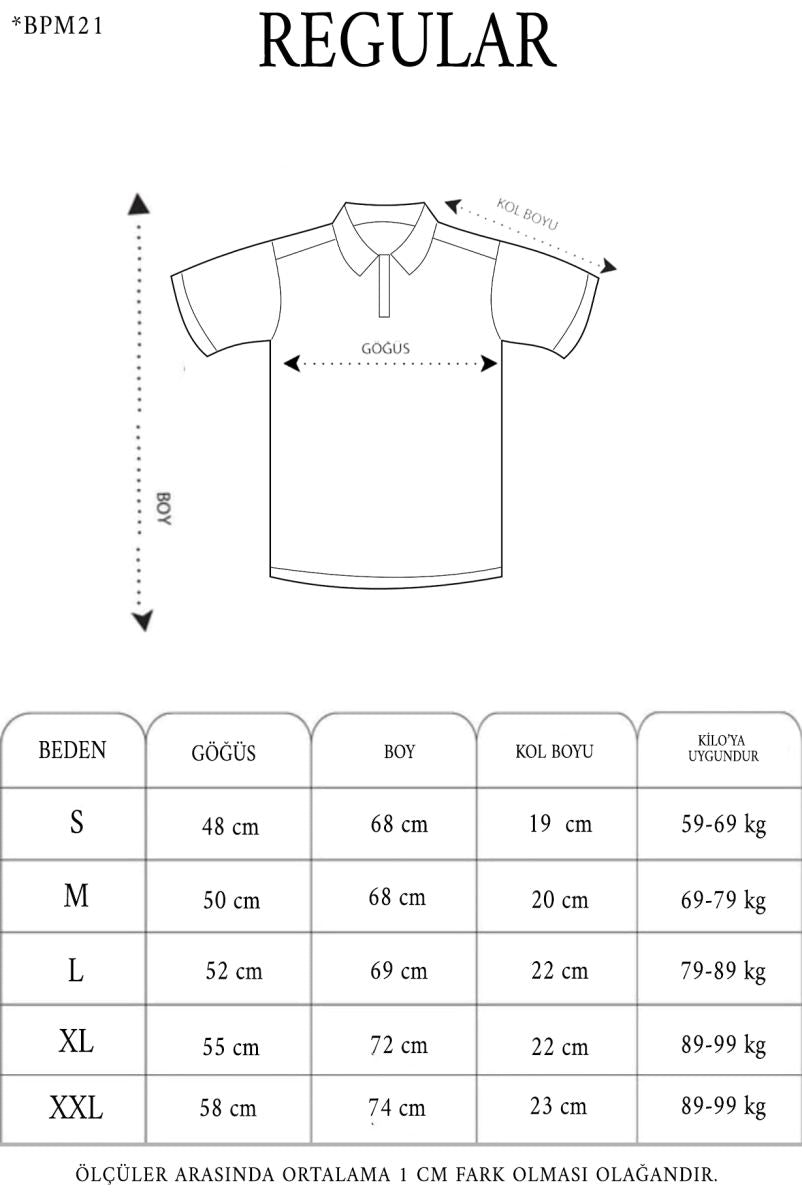 Erkek Polo Yaka Tişört Düğmeli Pike Baskılı T-Shirt - Siyah