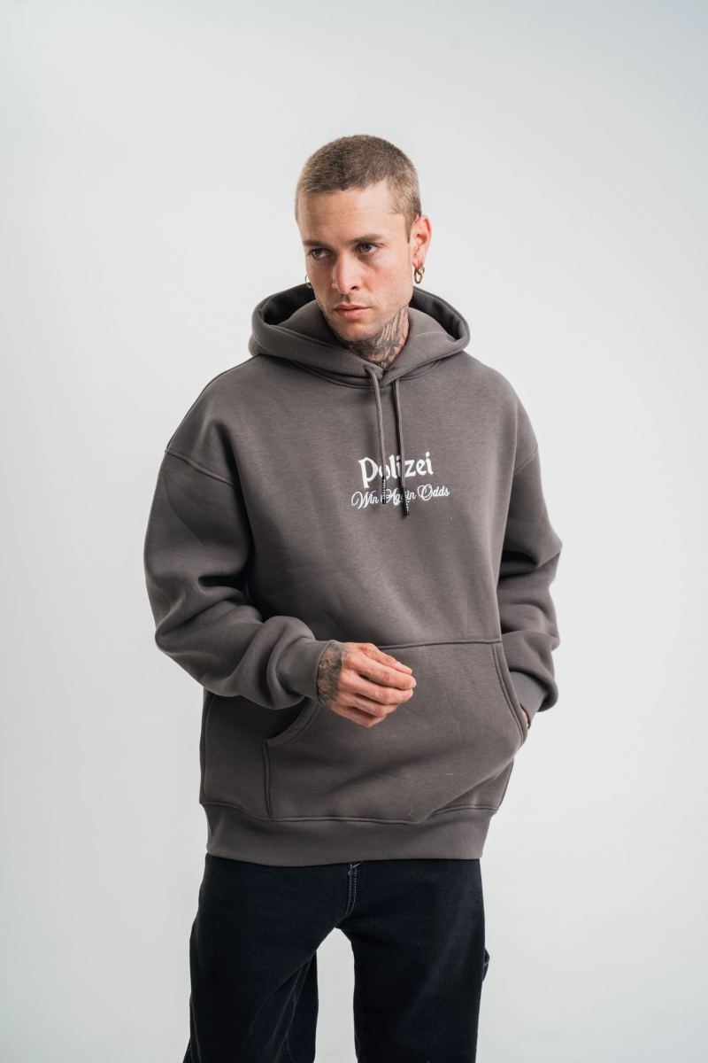 Erkek 3 İplik Kapüşonlu Hoodie Dijital Patchli SweatShirt - Füme