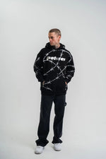ERKEK Kapüşonlu Varak ve Pano Baskılı Hoodie  SweatShirt- Siyah