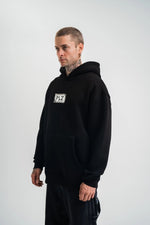 ERKEK 3 İplik Pamuklu Kapüşonlu Patchli Nakışlı Hoodie SweatShirt - Siyah