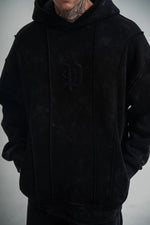 ERKEK 3 iplik Pamuklu Kapüşonlu Yıkamalı Nakışlı Hoodie SweatShirt - Siyah
