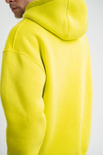 ERKEK 3 İplik Pamuklu Oversize Kapşonlu SweatShirt Hoodie - Sarı
