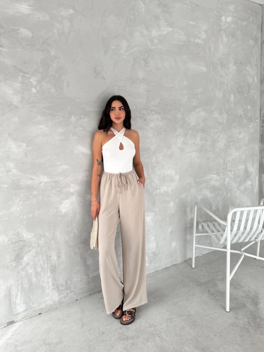 Kadın Ayrobin Oversize Kadın Pantalon - Bej