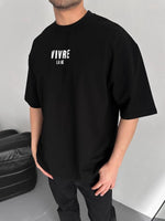Erkek Ön ve Arka Baskılı T-Shirt Kısa Kol Bisiklet Yaka Regular Fit Tişört -  Siyah