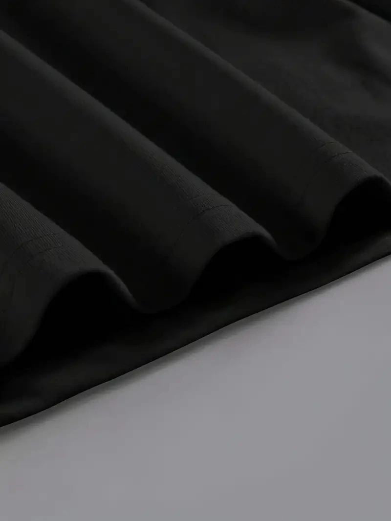 Kadın Kahve Desen Baskılı Tişört Kısa Kol Bisiklet Yaka Oversize T-Shirt - Siyah