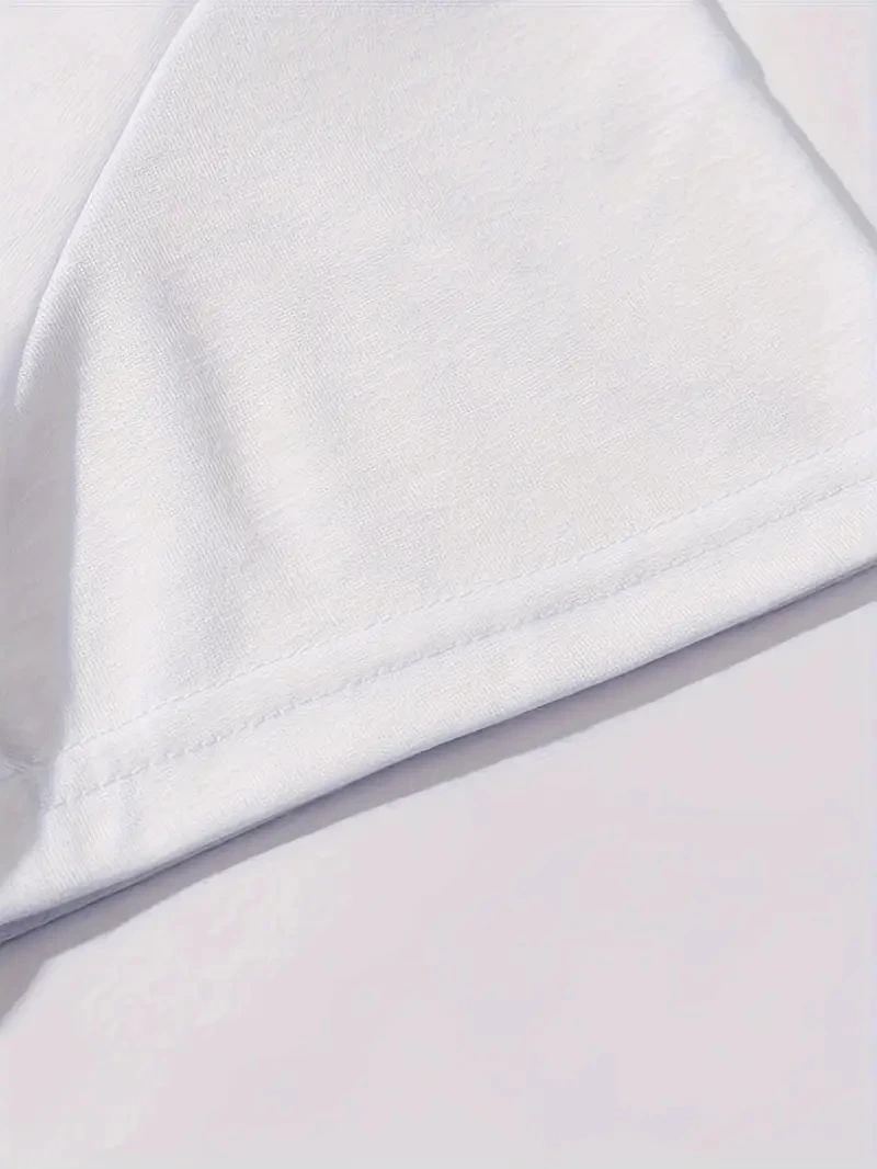 Kadın Kahve Desen Baskılı Tişört Kısa Kol Bisiklet Yaka Oversize T-Shirt - Beyaz