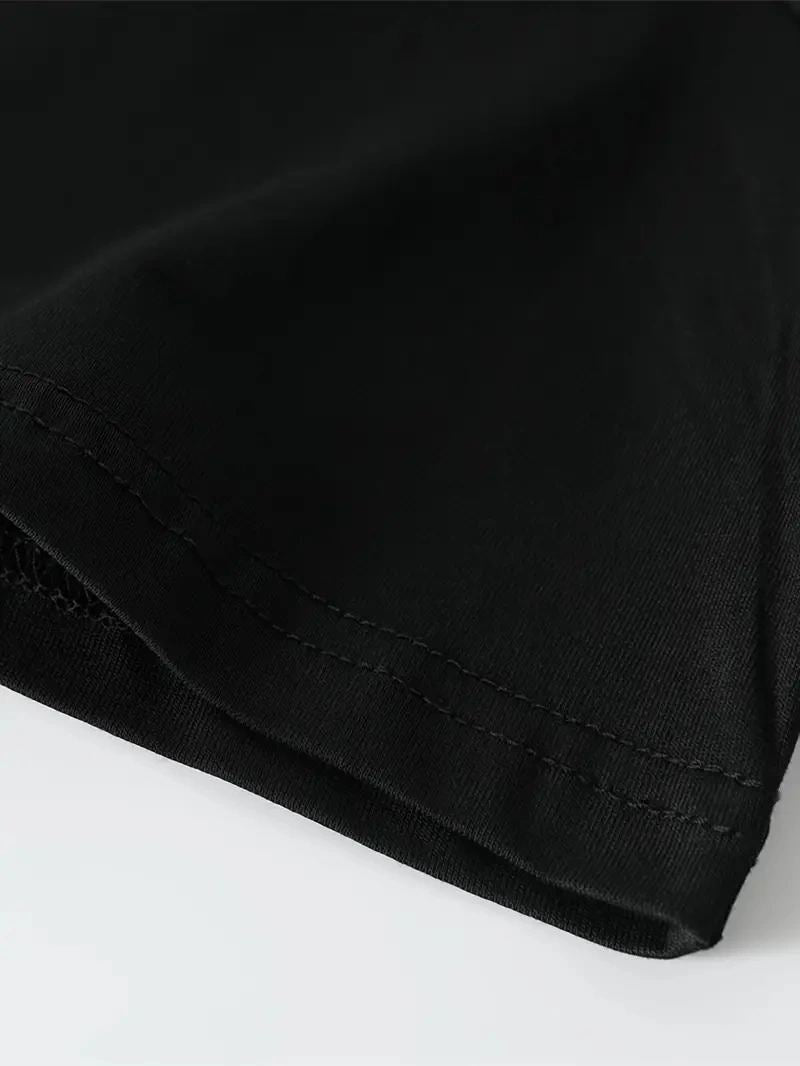 Erkek Baskılı T-Shirt Kısa Kol Bisiklet Yaka Regular Fit Yazlık Tişört - Siyah