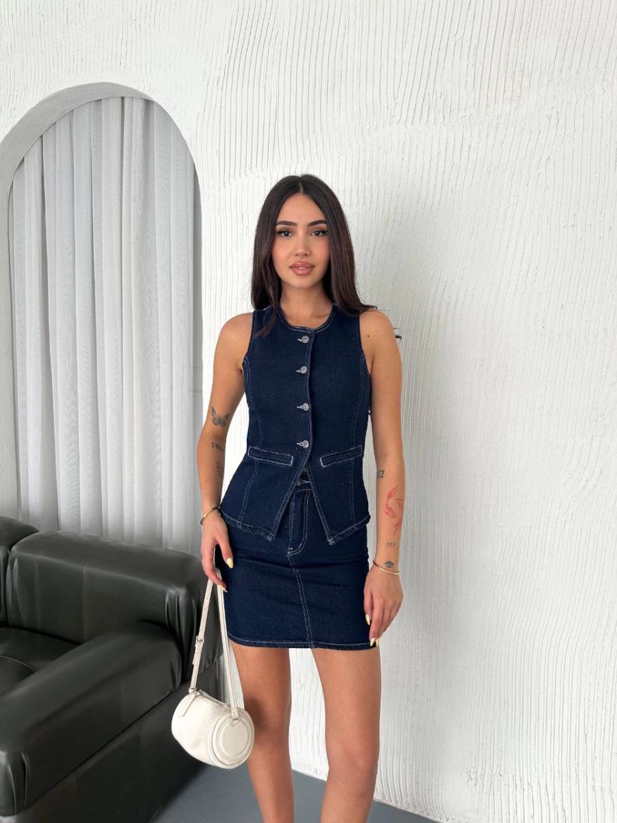 Kot Jeans Etekli ikili Takım - Lacivert