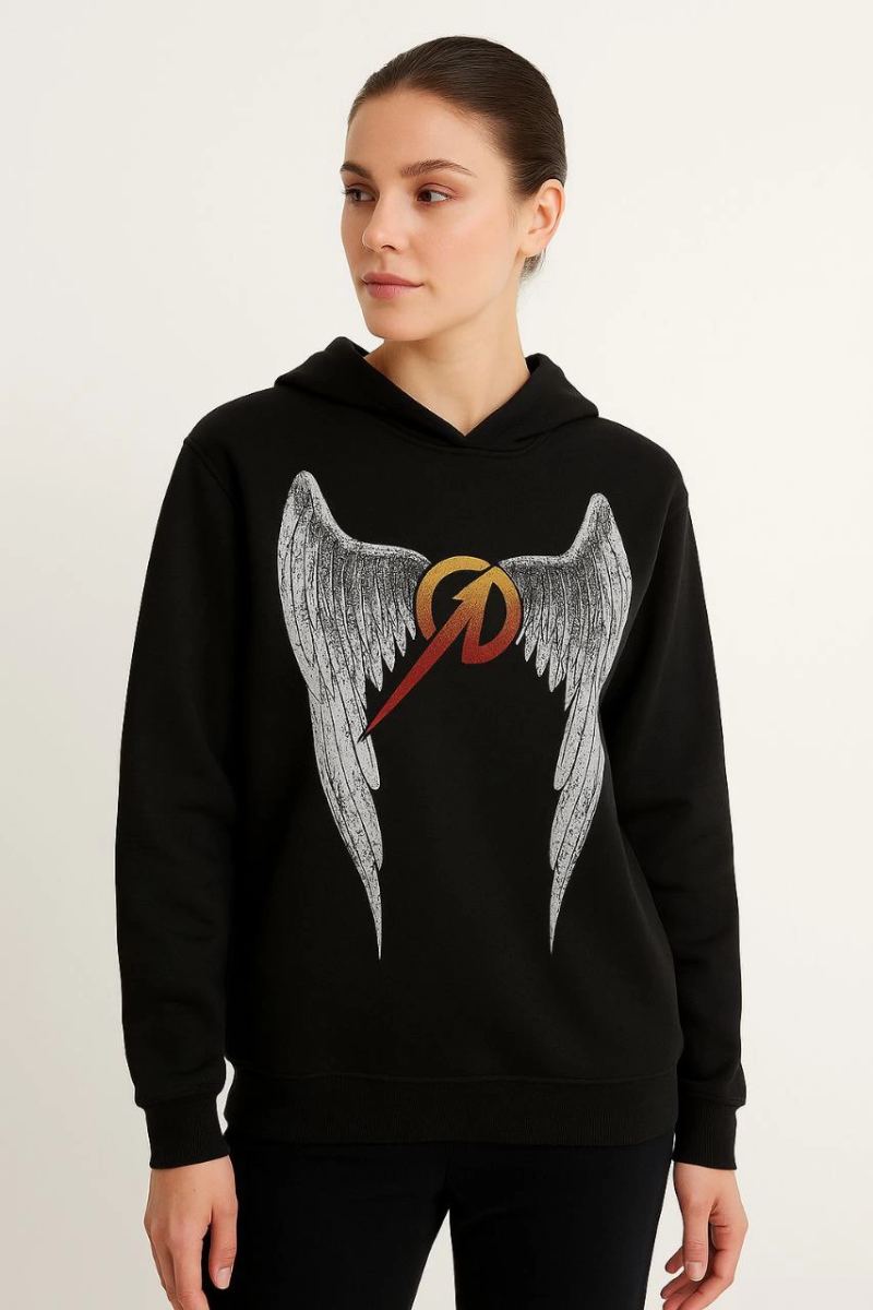 Metallica İki İplik Kapüşonlu Ön ve Arka Baskılı hoodie - Siyah