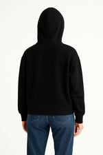 Kadın Samuray Ninja Çift Kapüşonlu Maske Detaylı 3 İplik Hoodie - Siyah