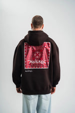 Erkek Nakışlı Kapüşonlu Oversize 3 İplik Pamuklu SweatShirt Hoodie - Siyah