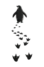 Erkek Nihilist Penguen Baskılı 3 İplik Pamuklu Kapüşonlu Sweatshirt Hoodie Beyaz