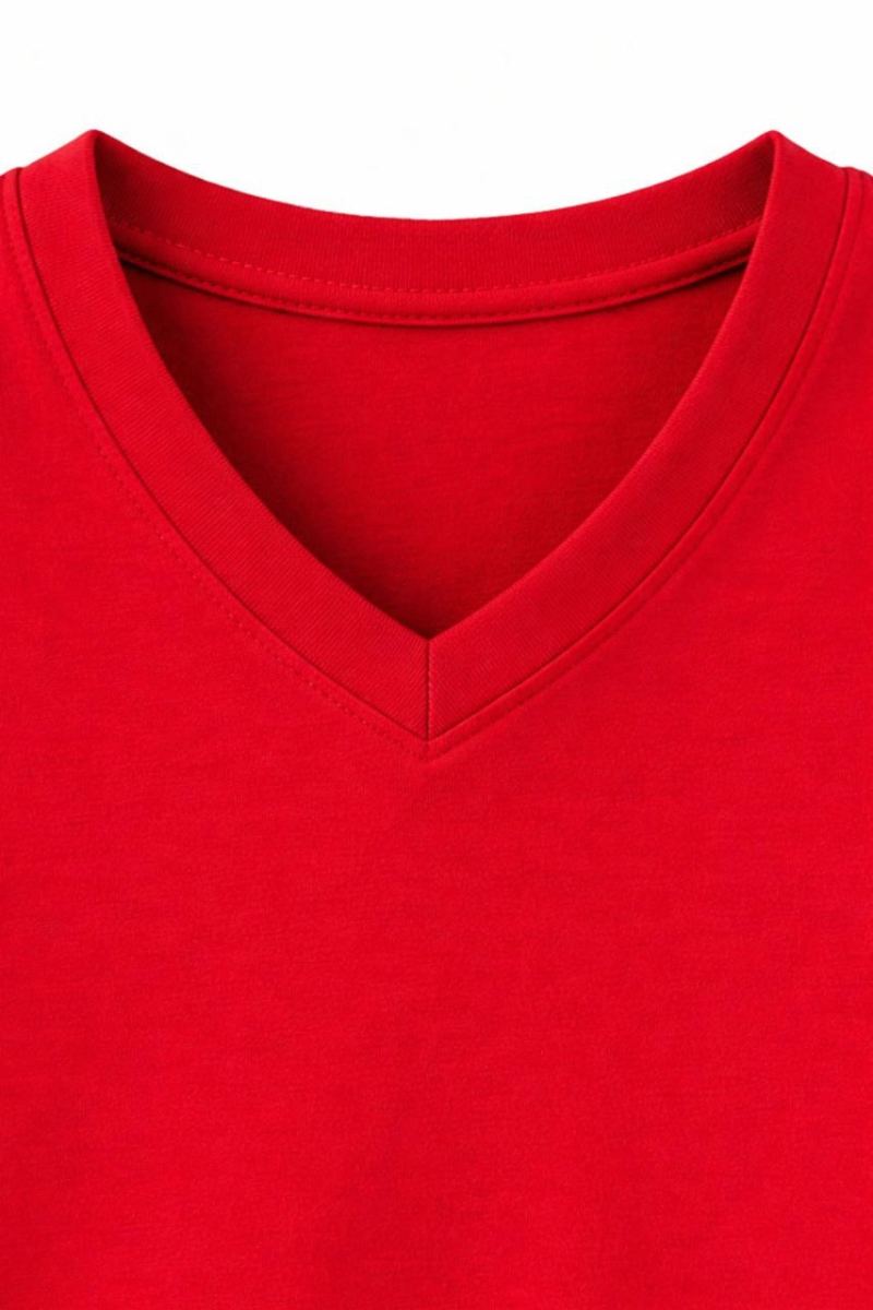Genç Erkek Çocuk V Yaka Tişört Model - Bordo