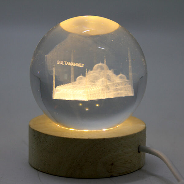 3D İstanbul Temalı Kristal Cam Küre Led Lamba Model 1